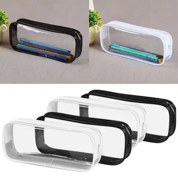 

PVC Office School Storage Case Portable Student Gifts Pencil Bag Transparent With Zipper Cosmetic Stationery Makeup Pouch Travel