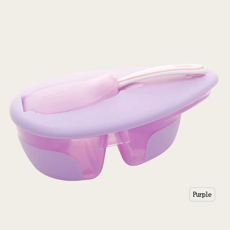 BBET Supplementary set meals for 6-4 year-old babies Supplementary bowl Baby spoon - Color: Purple