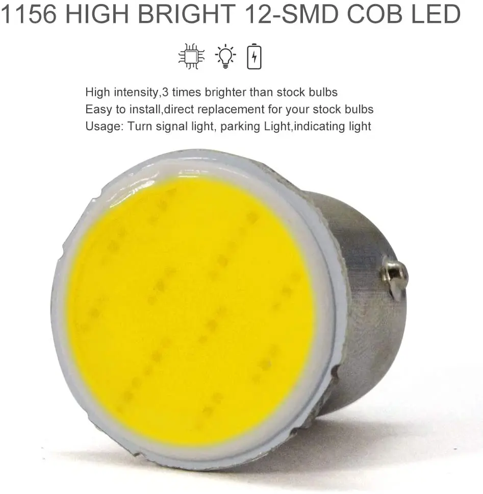 Car LED Light 10pcs 1156 BA15S COB*12SMD For Truck DRL Daytime Running Lamp Reverse Stop Signal Bulb 24V Accessories 6000K