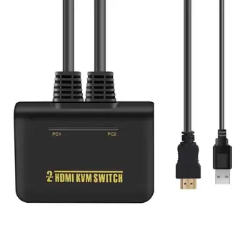 

Alloet Dual Port USB 2.0 HDMI KVM Switcher Portable 2.0 HDMI 1080P Switcher KVM Switch Connect Mouse Keyboard Monitor