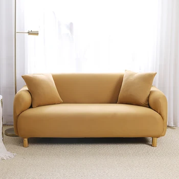 

Milk Shreds Sofa Cover Solid Color Soft Elastic Cushion For Living Room Office Sofa Cover Breathable Mat L Type 1/2/3/4 Seater