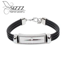 20-23 см длинные титановые стальные звезды крест pu кожаный браслет и браслеты для мужчин