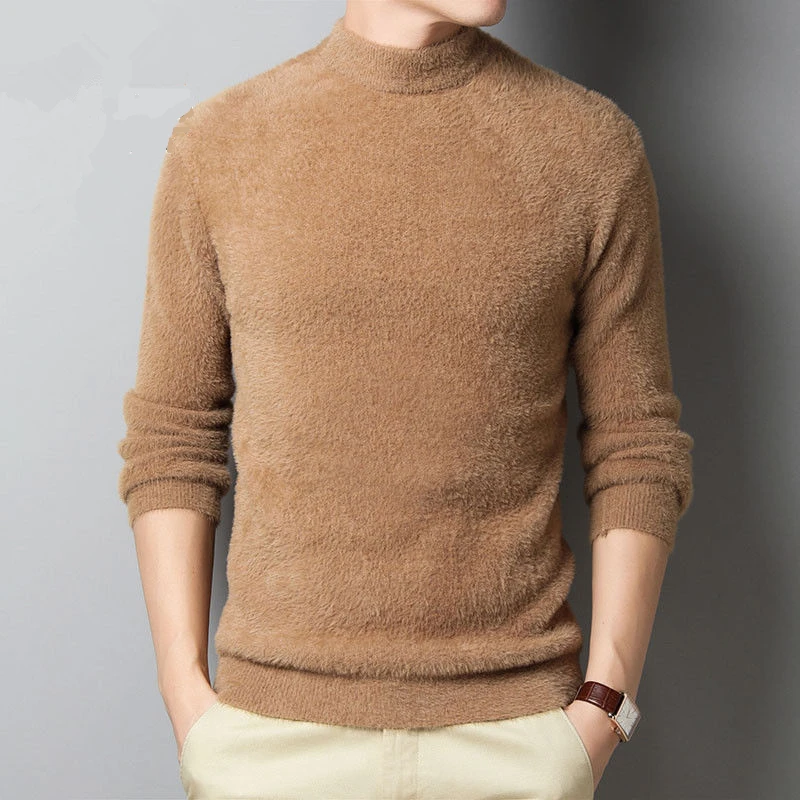 Winter Men's Fleece Turtleneck Sweater Men 2022 New Casual Knitting