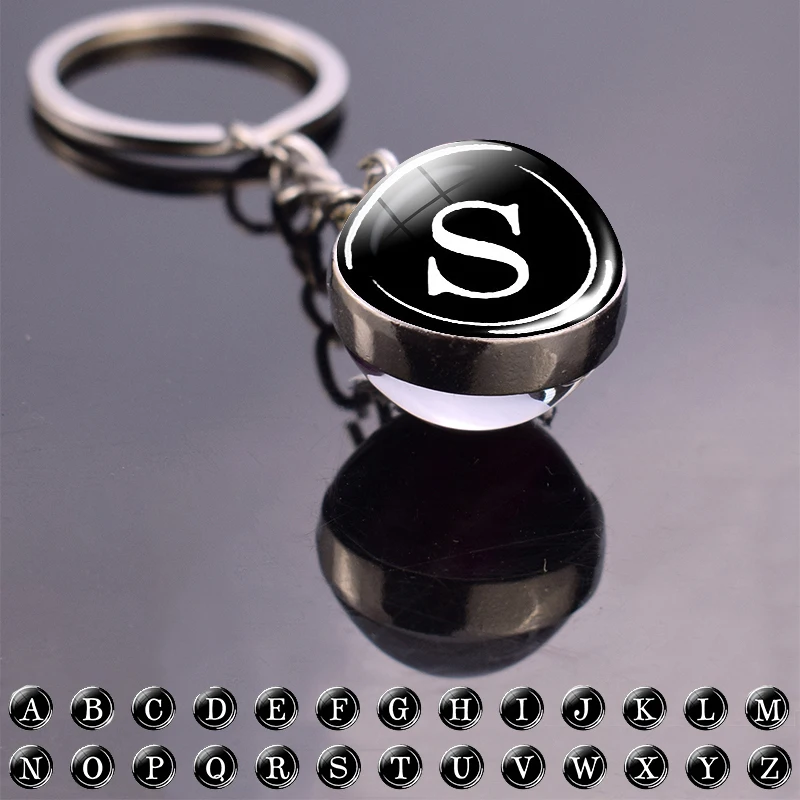 26 букв брелок стеклянный шар Подвески Брелоки &quotбуквы&quot двухсторонний