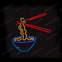Лапша чаша палочки для еды Traile неоновая вывеска ручной работы Настоящая стеклянная трубка магазин ресторан реклама дисплей неоновые вывески 1" X 17"