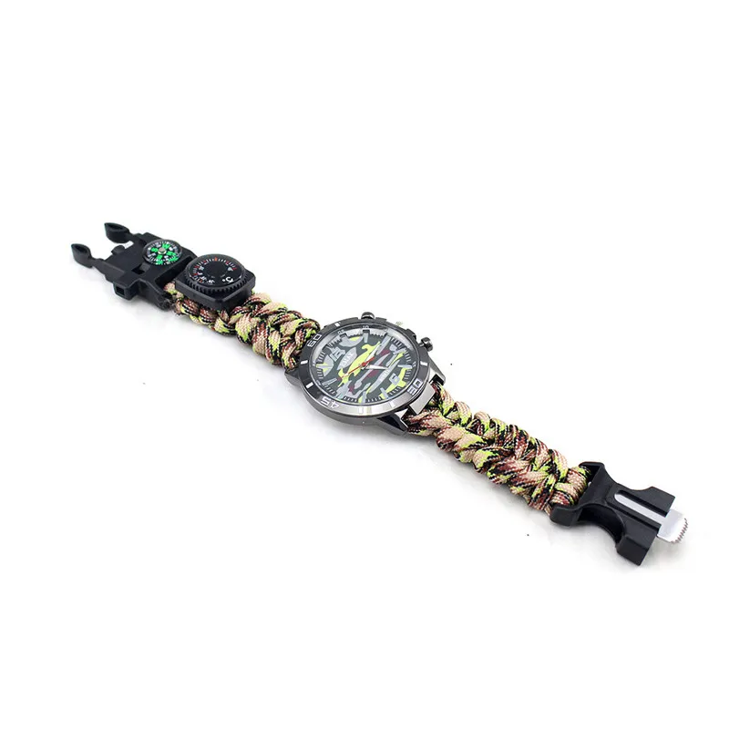Открытый Кемпинг-параккорд веревочный браслет пряжка плотный Плетеный Паракорд 550 ремешок многофункциональный браслет для выживания часы