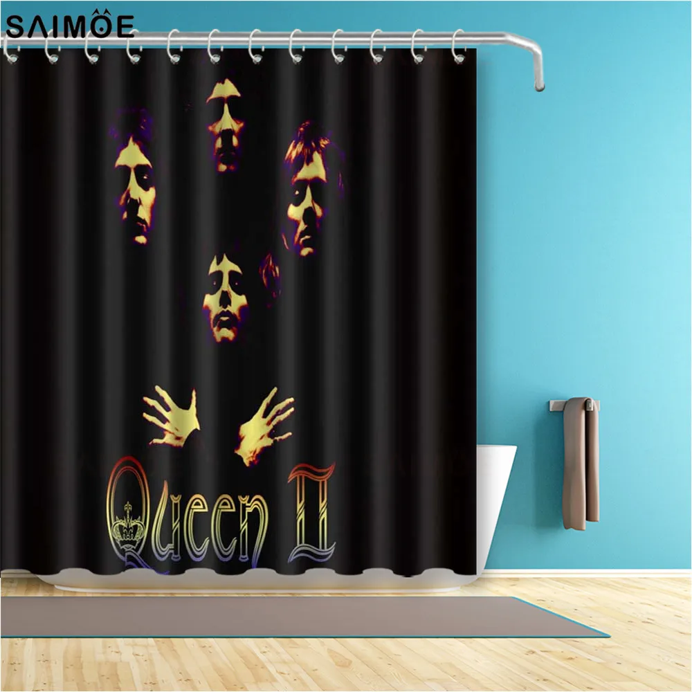 Rock Music Shower Curtain Popular Queen Black Waterproof Bathroom