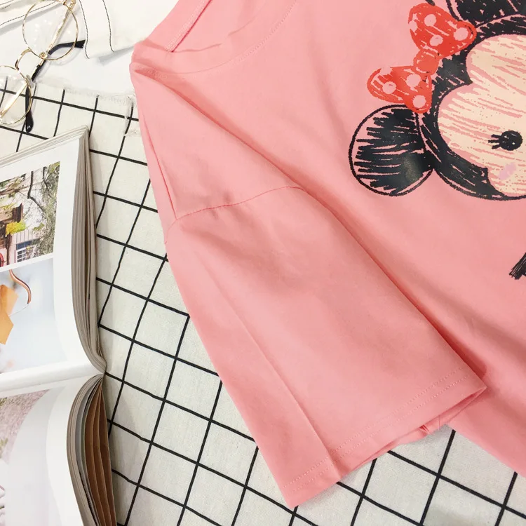 Disney Микки Маус Женская футболка Женская Мужская Минни с коротким рукавом летняя модная футболка для мальчиков и девочек