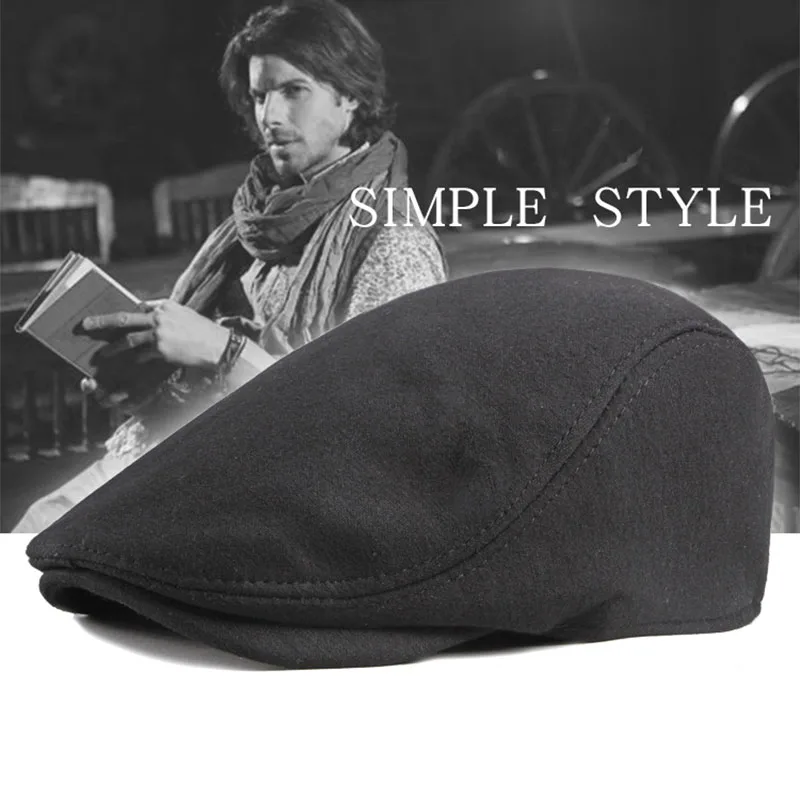 Beret Hat Men's Spring Autumn Beret Male Horn Korean Retro Solid Peaked Cap Forward Hat For Women Protection Elasticity Peaky Blinders D13