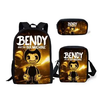 

16Inch Backpack Kids Book-bags Bendy and the Ink Machine Pattern School Bags Cartoon 3PC/Set Teenagers Shoulder Book Bag Mochila