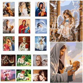 

DIY Painting By Numbers Christianity Canvas Paintings Christianity Angel Girl Hand Painted on Canvas Home Decoration 40x50cm