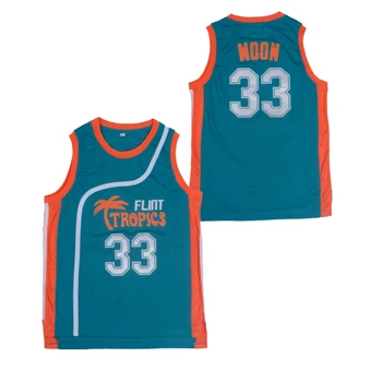 

BG basketball jerseys Flint Tropics 33 Moon Embroidery sewing outdoor sport wear movie jersey green white summer Loose hip hop