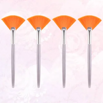 

4 Pcs Facial Brushes Fan Makeup Brushes Soft Portable Mask Brushes Cosmetic Tools for Women Ladies Girls (White)