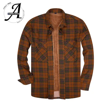 

100% Cotton Long Sleeve Plaid Flannel Casual Shirts Plus Velvet Thick Men‘s Winter Shirts Chemise Homme Camisa Social Masculina