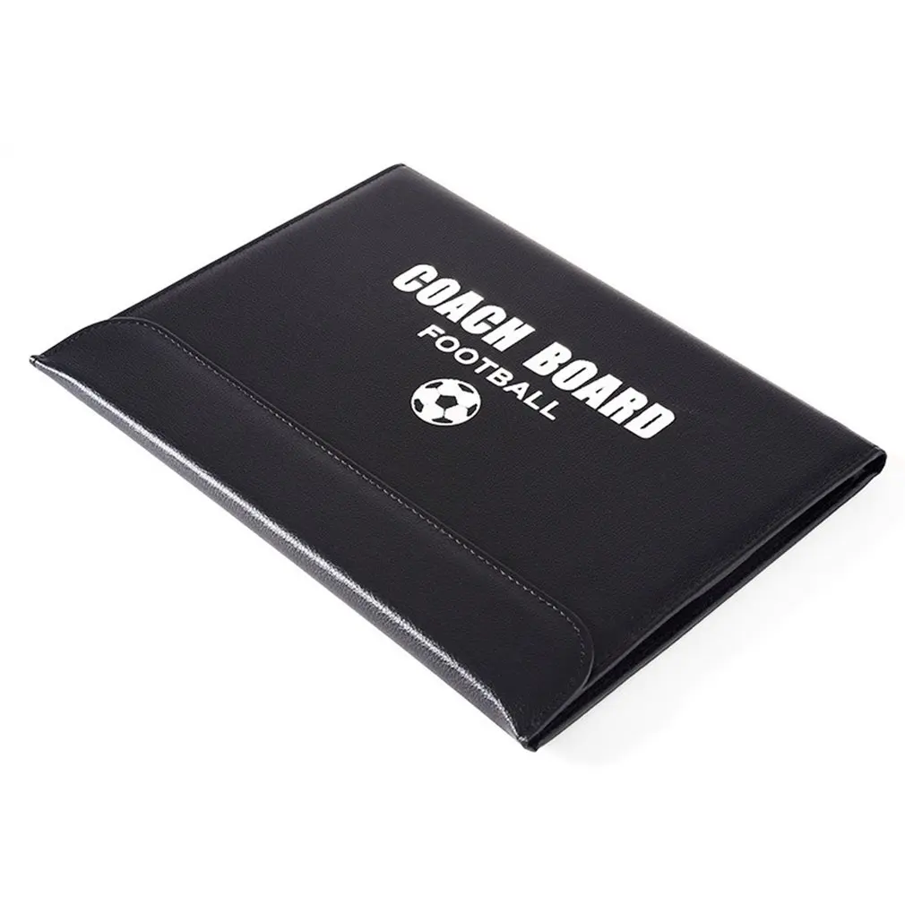 Football Tactic Board 2.5 Fold Coach Board Leather Teaching Board Color Folding Section Magnetic Exercise Command Board