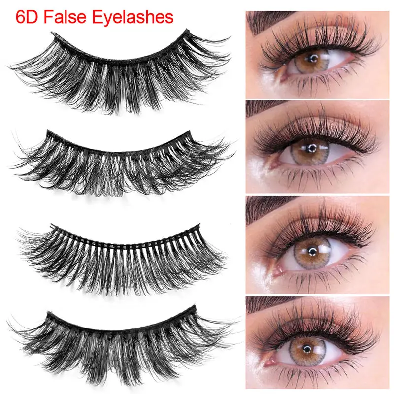 

1 Pair 6D False Eyelashes Natural Thick Curly Long Eye Lashes Wispy Makeup Beauty Extension Tools Handmade 3D Mink Lashes