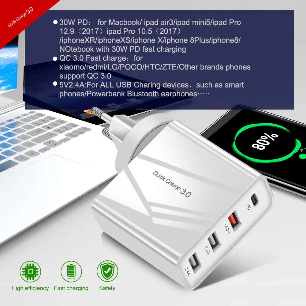 Олаф 48 Вт Быстрая зарядка 3,0 QC PD Зарядное устройство USB QC3.0 usb type C Быстрая зарядка для iPhone X Xs Xr 8 Xiaomi Phone PD зарядное устройство