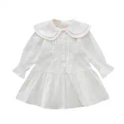 Осенняя повседневная детская одежда для девочек; однотонные топы с длинными рукавами и рюшами для маленьких девочек; блузка; одежда с