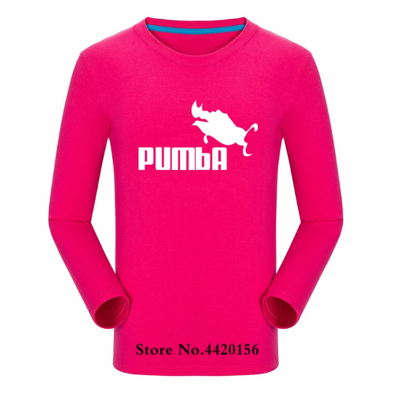 Популярная забавная футболка Tide, милые футболки Homme Pumba, мужские хлопковые топы с длинными рукавами, крутая футболка, Осенний Трикотажный костюм, модная футболка - Цвет: Rose Red-B