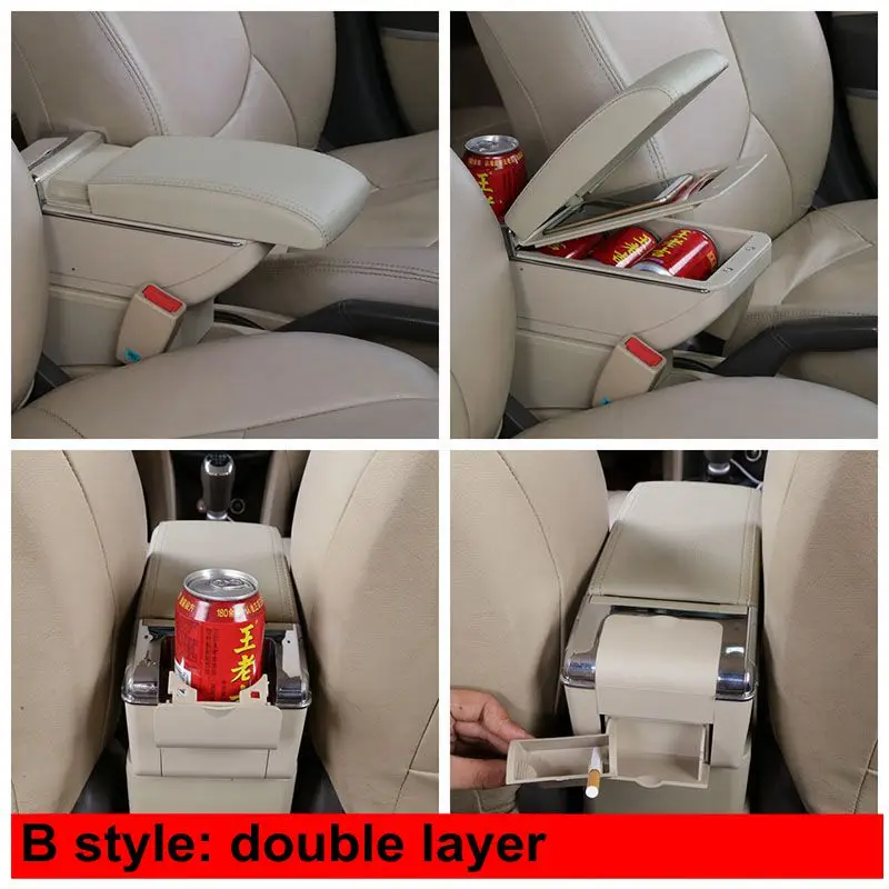 Para Nissan Terrano 3 reposabrazos caja doble elevada con USB Central Console caja de almacenamient