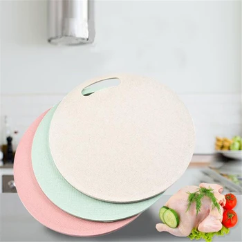 

Kitchen Board Fruit Vegetable Cutting Board Round Chopping Blocks Wheat Straw Antibacterial Non-slip Cutting Boards Kitchen Tool