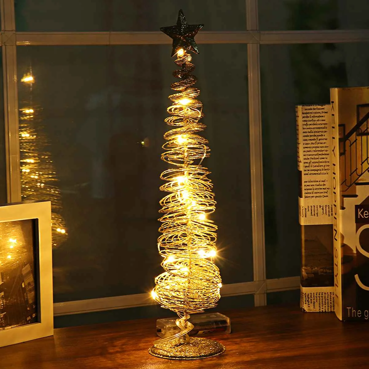 Золотой светящийся Рождественский елочный светодиодный светильник с переключателем управления Рождественский подарок праздничный светильник s для дома вечерние украшения магазина
