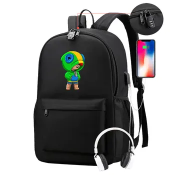 

Game Characters Spike Shelly Leon Anti-theft Laptop USB Backpack for Teenager Boys Girls Student School Backpack Men Mochila