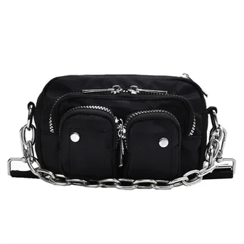 

Multi-pocket Oxford Cloth Crossbody Bags for Women Mini Female Shoulder Messenger Bags Chain Solid Color Ladies' Travel Flap Bag