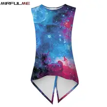 Летние Для женщин спортивный жилет Galaxy 3D принт футболка для бега; женские босоножки; пикантные Йога Майка свободная Фитнес футболка с низким вырезом на спине Спортивная тренировочная блуза