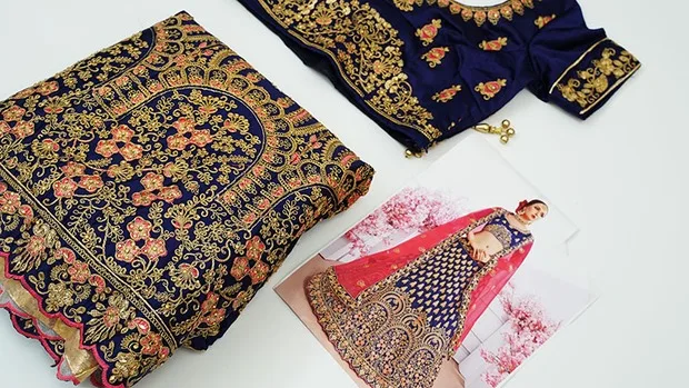 Роскошное индийское платье Lehenga Choli Индия для женщин Свадебное шелковое вышивка нитью Пакистанская одежда Vestido Индиано королевский синий