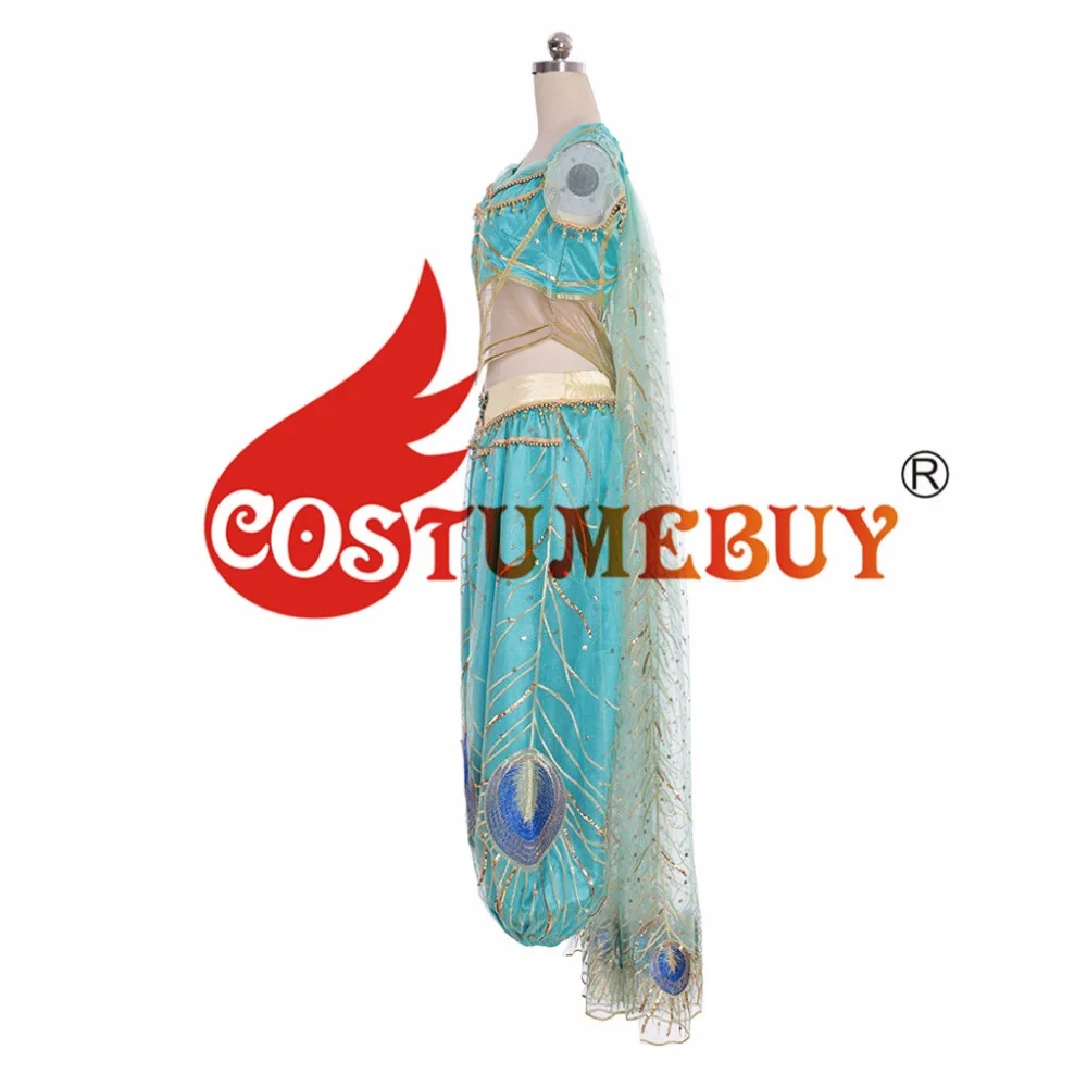Costumebuy, костюм принцессы Аладдина жасмин, наряд для косплея на Хэллоуин, вышивка павлина, костюм для танца живота, Корона