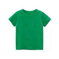 2024 Summer Girls Boys Solid T-Shirts Clothes 100% Pure Cotton Short Sleeve Yellow Red Green Kids UnderShirt Bottomming Clothing 2