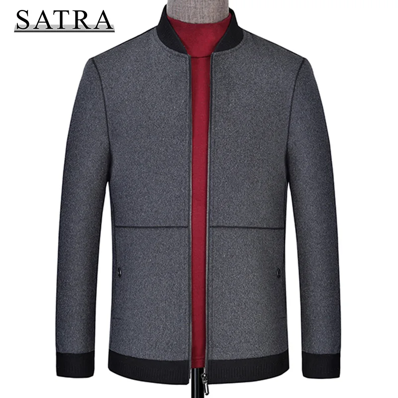 

SATRA 2021 New Arrival winter High Quality Wool Business Casual jackets Outwear Coat Men,Mens Fashion Trend Stand Collar Coat