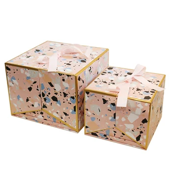 

2pcs Creative Colored Drawing Open Gift Box Packaging Flower Bouquet Box for Decoration Party Favor Gifts Florist Boxes