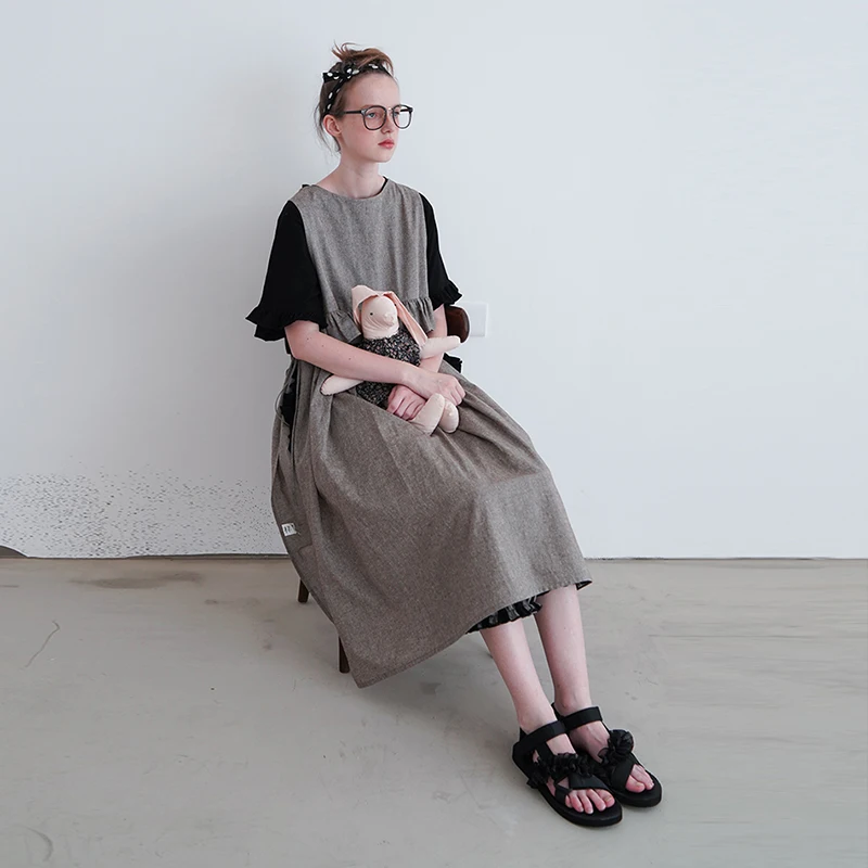 imakokoni gray sleeveless dress original design
