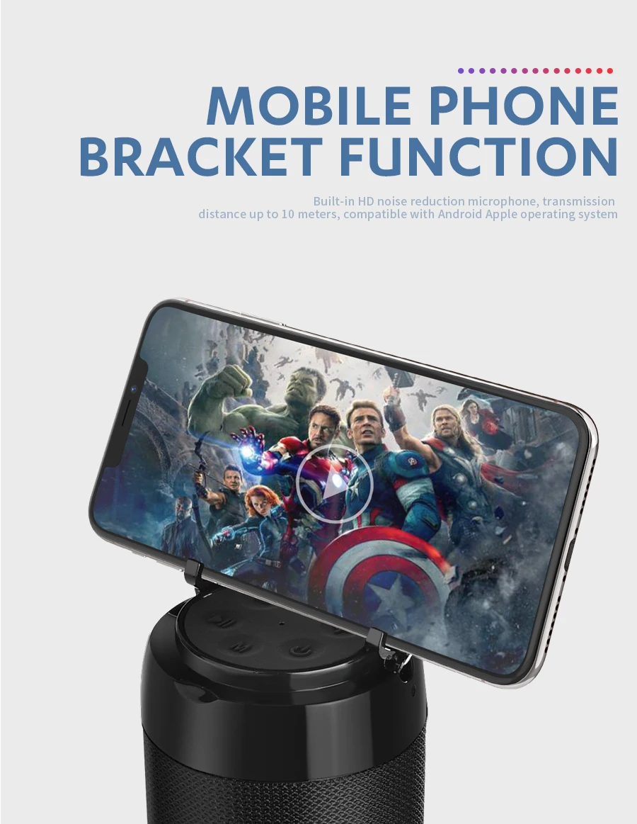 TG113C Bluetooth Колонка портативный Bluetooth динамик с fm-радио водонепроницаемый сабвуфер беспроводной динамик и держатель мобильного телефона
