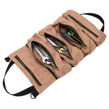 

Storage Tool Bag Roll Up-type Canvas Tool Bag Hardware Storage Bag Household Repair Tool Bag Metal Parts Organizer