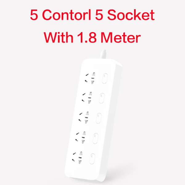 Xiaomi Mijia power Strip Быстрая зарядка 2500 Вт 10А 6 стандартных розеток/8 стандартных розеток/3 гнезда с кабелем 1 м/5 м - Цвет: 5 Contorl 5 Socket