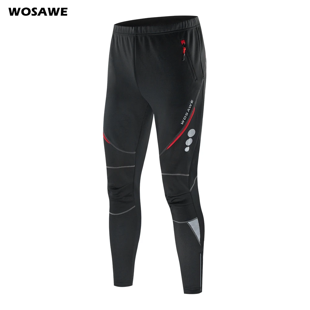 

WOSAWE Men's Winter Cycling Pants Fleece Sport Reflective Trousers Warm Thermal Bicycle Bike MTB Pants Running Riding Clothings
