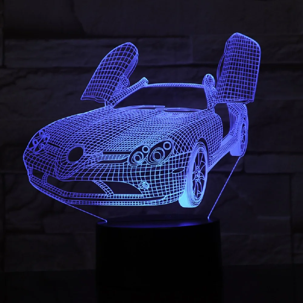 Гоночный автомобиль формула Феррари 3D лампа светильник 7 цветов изменить оптические иллюзии сенсорный Настольный светильник светодиодный для сна Ночной светильник детские подарки на Рождество - Испускаемый цвет: 7 Colors Changeable