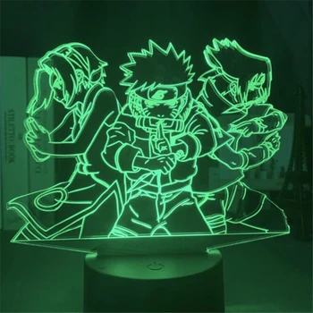 

Anime Naruto Cartoon 3D Lamp Kakashi Hatake Sasuke Uchiha Uzumaki Figure LED Night Light Child Bedroom Decor Illusion Desk Lamp