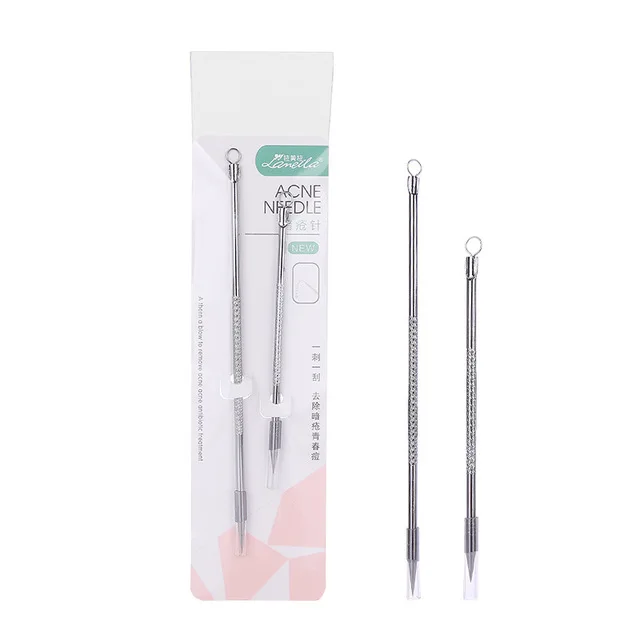 

2pcs/set Blackhead Comedone Acne Pimple Blackhead Remover Tool Spoon for Face Skin Care Tool Needles Facial Pore Cleaner