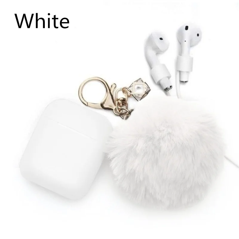 4 3 шт./компл. Airpods чехол-Ударостойкий Air стручки Защитный чехол Крышка кожи силикона милый меховой шарик Airpods брелок аксессуары - Цвет: 4