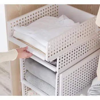 

Foldable Stackable Drawer Type Storage Basket for Bedroom Wardrobe Closet Organize