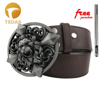 

2019 Men's Jeans Accessories Western Cowboys Men's Cross Skull Cool Tattoo Lion Head Metal Belt Buckle