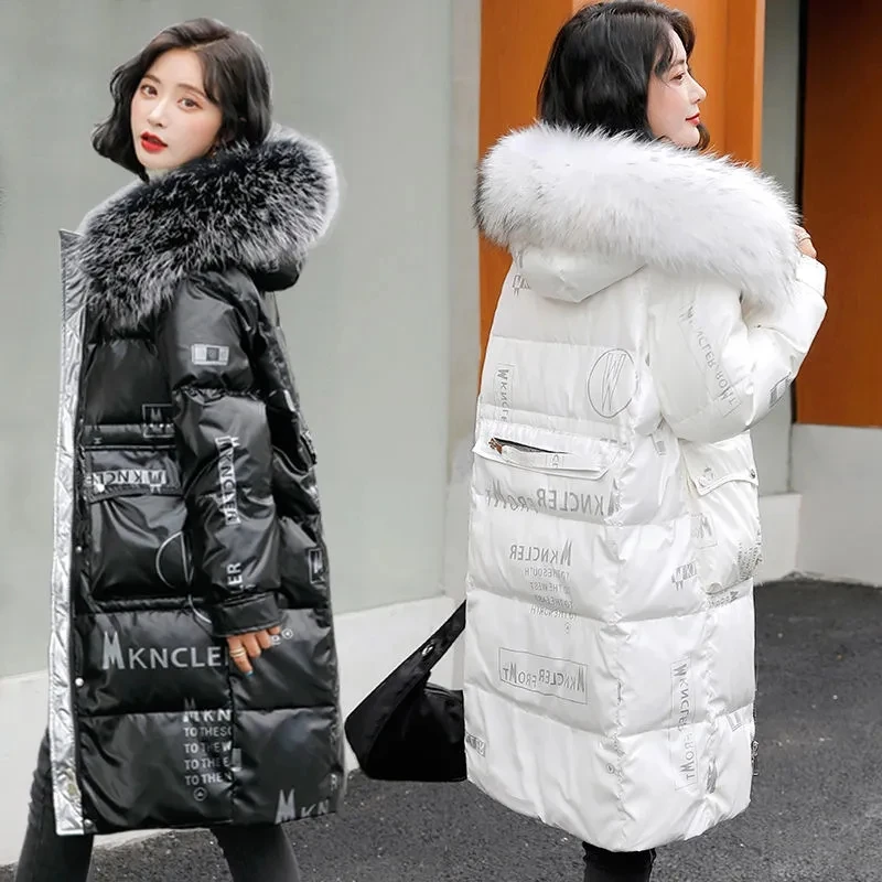 2021 Winter New Women Glossy Down Padded Jacket Loose Thick Warmth