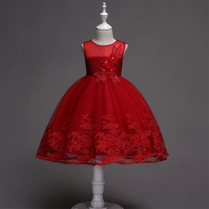 Skyyue/Пышное Платье для девочек Кружевной Тюль с вышивкой, платья для девочек на свадьбу с круглым вырезом, платья без рукавов для причастия 1026
