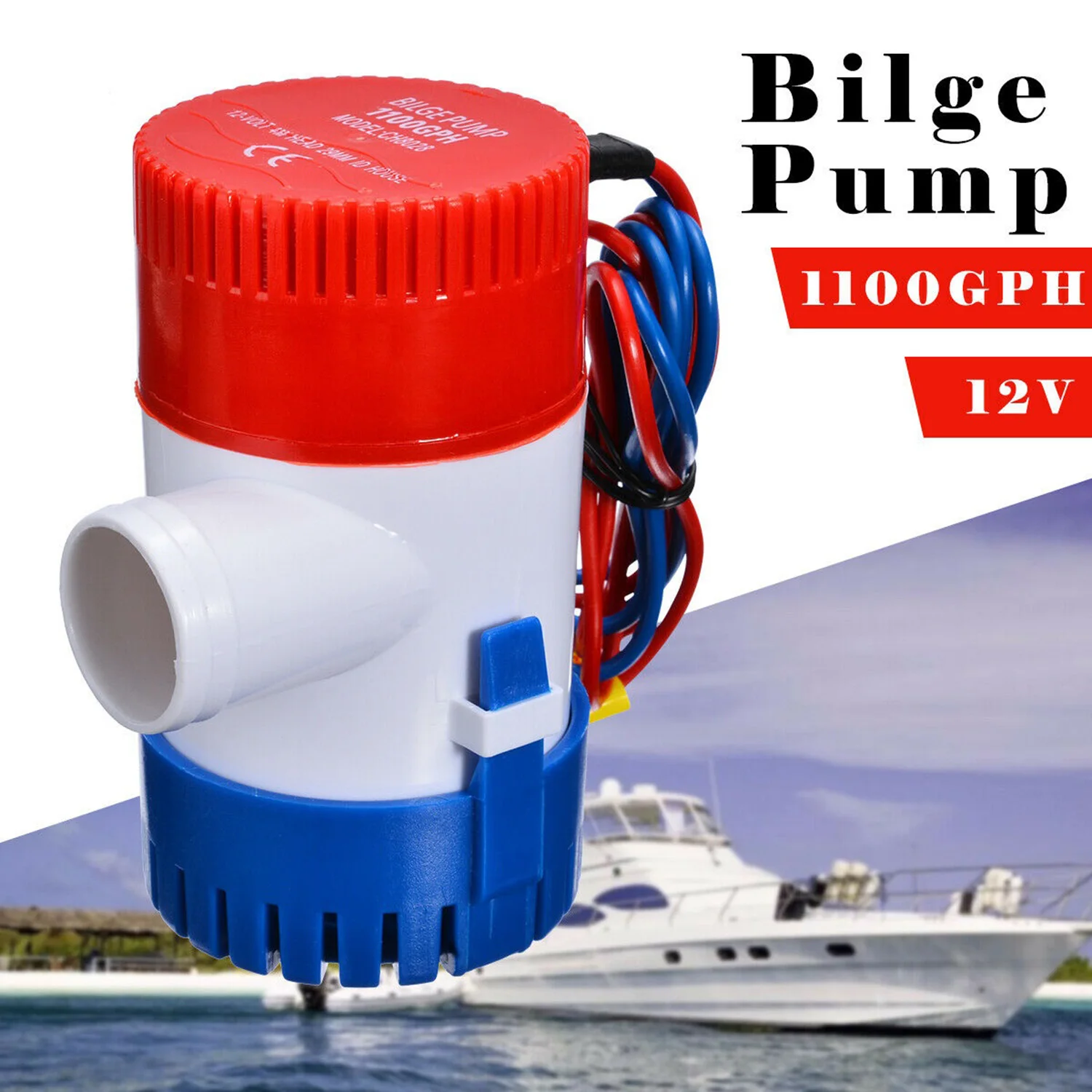 12V электрический насос 1100GPH морской Трюмный водяного насоса для погружной лодки |