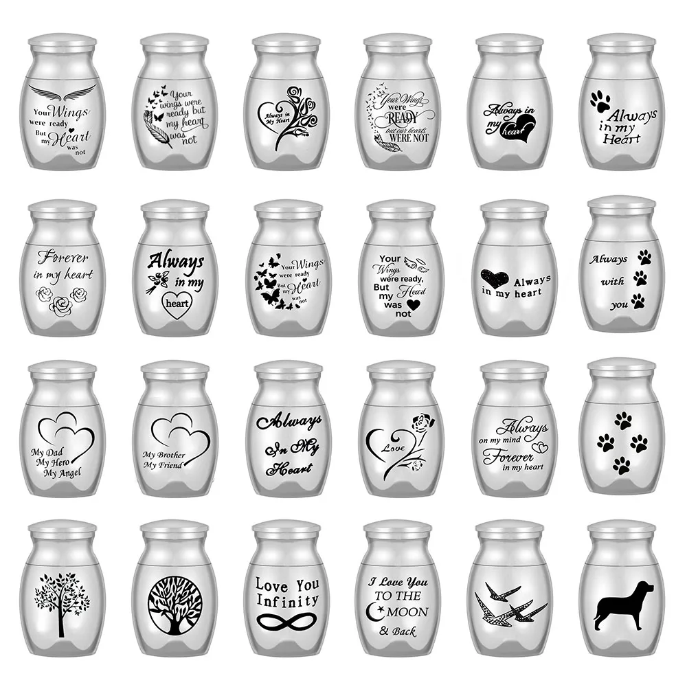 24 Styles Set of 3 Pcs Mini Urns For Human Ashes Cremation Keepsake Container Jar Metal Memorial Pet Ashes Holder Silver cremation urn