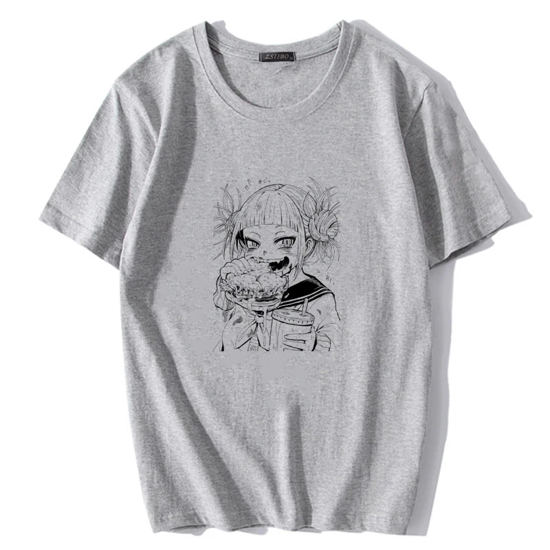 Grey-02 Harajuku/японская Футболка с принтом Toga Himiko, Мужская футболка с надписью Boku No Hero Academy, Мужская Уличная футболка с надписью My Hero Academy, футболки в стиле хип-хоп - Цвет: Grey-02